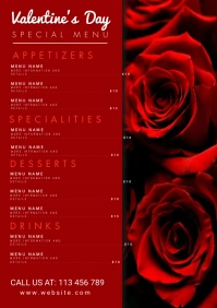 valentine's, romantic, event,menu,party A1 template