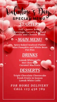valentine's, romantic, event,menu,party Digital Display (9:16) template