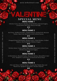 valentine's, romantic, event,menu,party A4 template