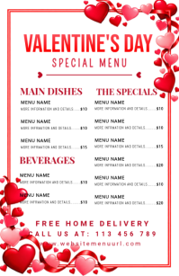 White Valentine's Day Special Menu แทบลอยด์ Template