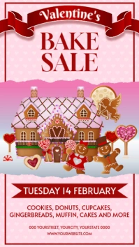 valentine's day bake sale poster with gingerbread landscape Instagram Story template
