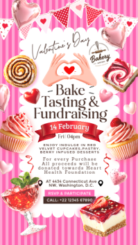 Valentine's Day Bake Tasting Fundraising Event Template Instagram Story