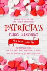 Valentine's Day Birthday Invitation Rótulo template