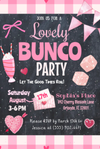 Valentine's Day Bunco Party Invitation Cartaz template