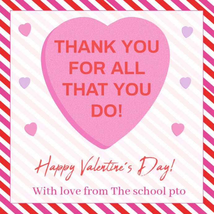 Valentine's Day candy hearts Thank you gift tag , Candy Heart Tags Instagram Post template