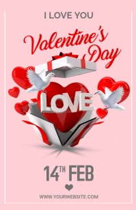 valentine's day card flyer design Tabloide template