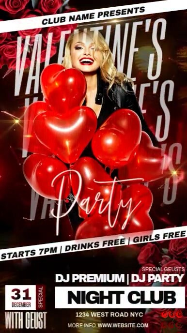Valentine's day club eve ball party template Instagram-verhaal