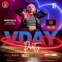 valentine's day club party ad template Persegi (1:1)