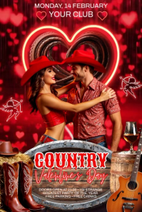 Valentine's Day Country Party Banner template