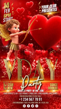 Rød Valentine's Day Party Digitalt display Template