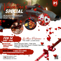 Valentine's Day Dinner Special Romantic Video Flyer Square Instagram Post template