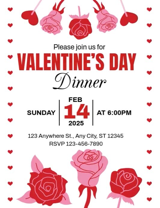 Valentine's Day Dinner Flyer (format US Letter) template