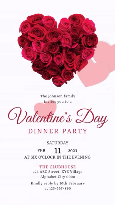 Valentine's Day Dinner Invitation Reel Instagram template