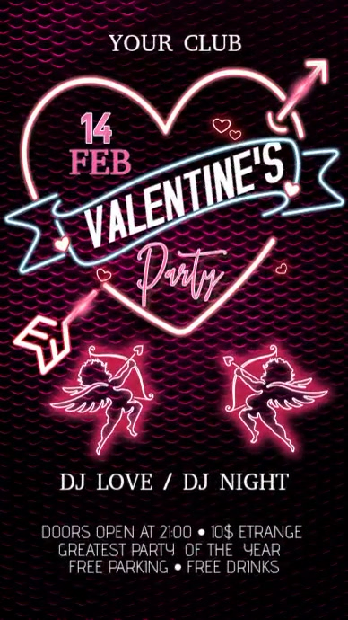 Valentine's Day Display Digitalanzeige (9:16) template