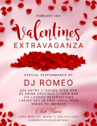 Valentine's Day Extravaganza Club Party Flyer Рекламная листовка (US Letter) template