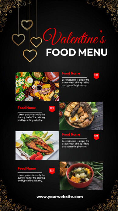 Valentine's Day Food Menu Instagram-verhaal template