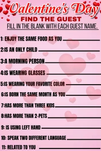 Valentine's Day game design flyer Pinterest Graphic template