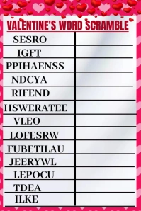 Valentine's Day game design flyer Pinterest Graphic template