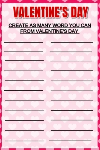 Valentine's Day game design flyer Pinterest 图片 template