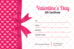 Valentine's Day Gift Certificate Etykieta template