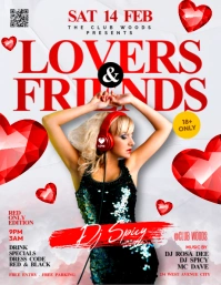 Valentine's day lovers night club Dj music event promotion flyer poster template Facebook post