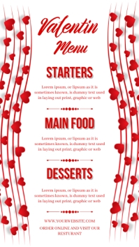 Valentine's day Menu card instagram story template