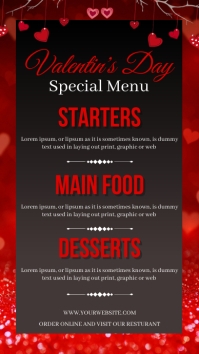 Valentine's day Menu card instagram story template