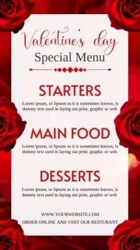 Valentine's day Menu card instagram story template
