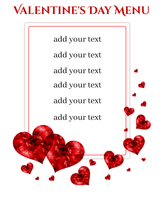 Valentine's Day Menu โปสเตอร์/กระดานบนผนัง template