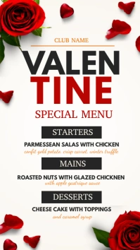 valentine's day menu Digital Display (9:16) template
