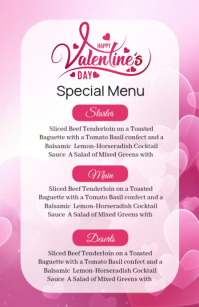 Valentine's Day Menu Flyer Template Demi-page de format Wide
