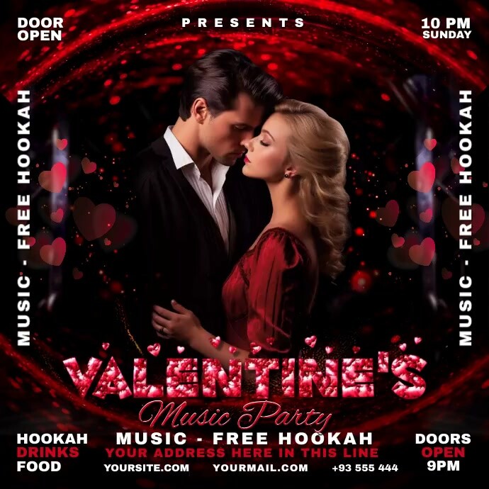 Valentine's day Night Party Instagram-bericht template