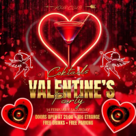 สีแดง Valentine's Day Party Post Instagram Template