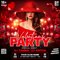 Red Valentine's Day Party Квадрат Template