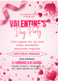 Valentine's Day Party A6 template