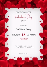 Valentine's Day party invitation template A5