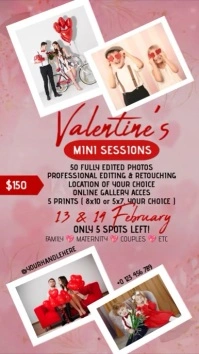 Valentine's Day Photo Session Promo Instagram Story template