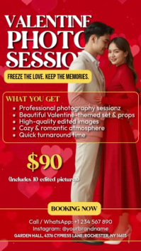 Red Valentine's Day Photo Session Цифровой дисплей Template