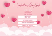 Valentine's day pink heart sale flyer/ poster A5 template