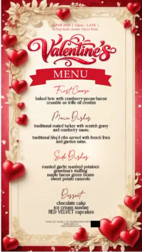 Valentine's day Restaurant Menu design Instagram-Story template