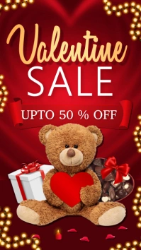 valentine's day retail, valentine's day sale Digitale display (9:16) template