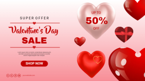 Valentine's Day Retail Sale Poster Template Digitalt display (16:9)