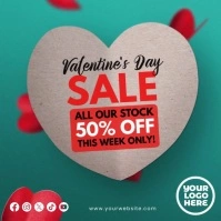 Valentine's Day Sale hearts animation video Carré (1:1) template