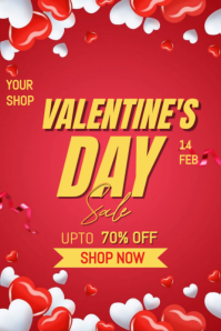 สีแดง Valentine's Day Sale Pinterest-grafik Template