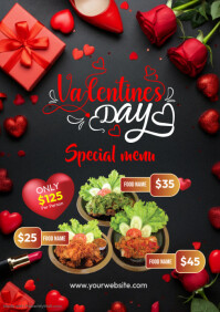 Valentine's Day Speacila Menu Offer A4 template