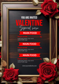 Valentine's Day Speacila Menu Offer A4 template
