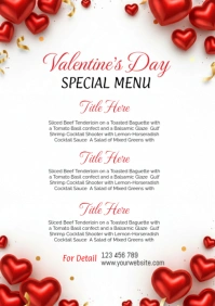 Valentine's Day Special Menu A4 template