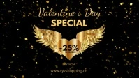 Valentine's Day Special Video Gold Heart Glam Ikhava Yevidiyo ye-Facebook (16:9) template
