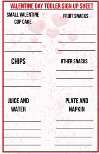 Valentine's Day toddler sign up sheet Tabloid template
