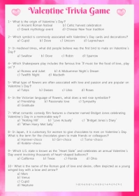 valentine's day trivia A6 template